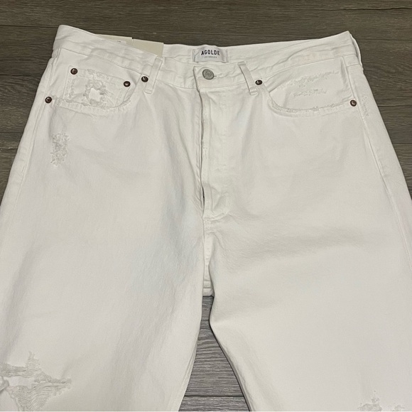 AGOLDE 90s Pinch High Waist Straight Leg Destroyed Organic Cotton Jeans 30 NWT. - Picture 6 of 9